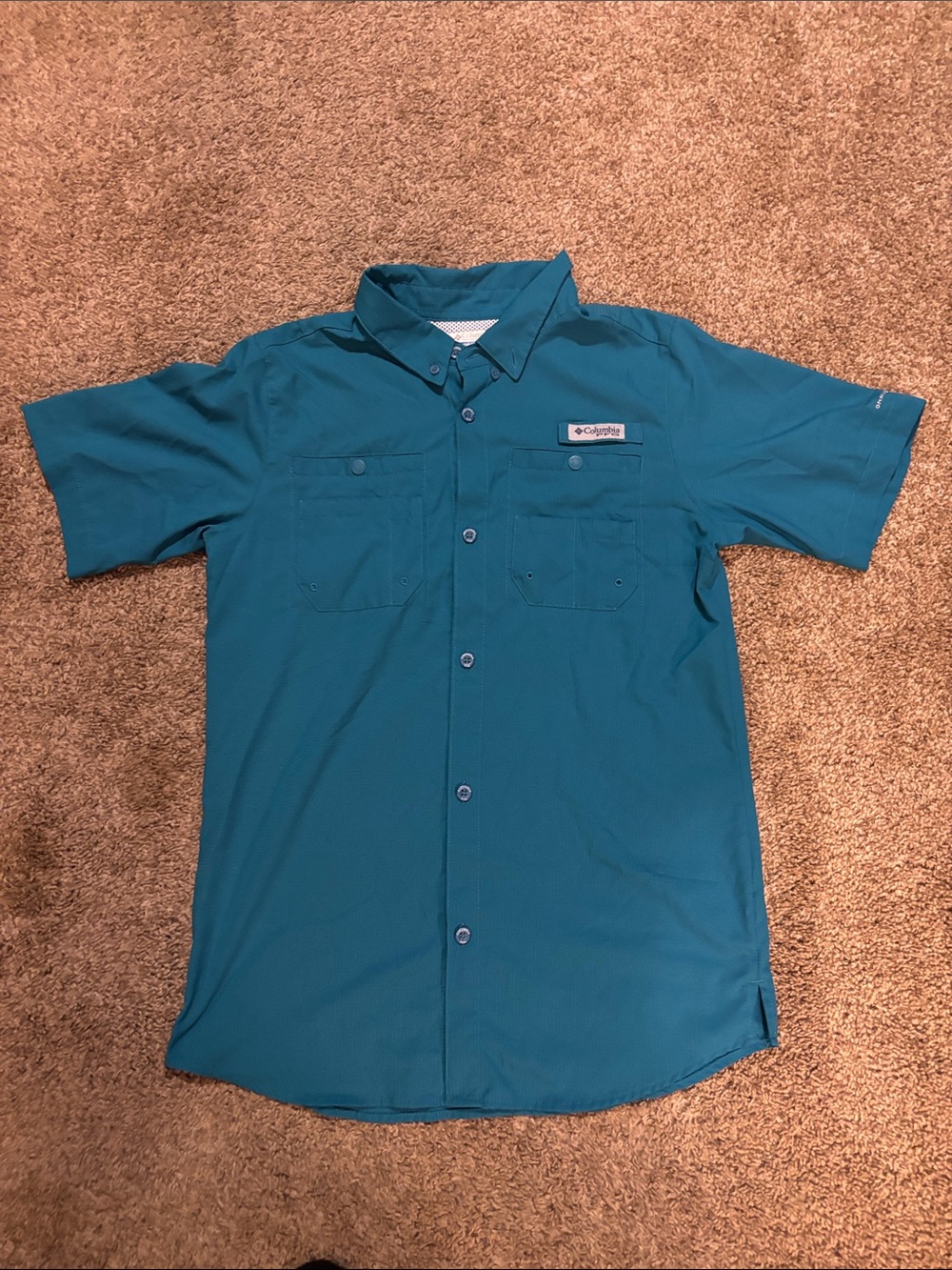 Columbia Boys Teal Short-Sleeve Button-Up Shirt